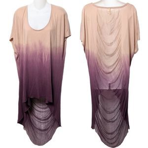 FREE PEOPLE Tie Dye Ombre Sheer Back High Low Tunic Dress M